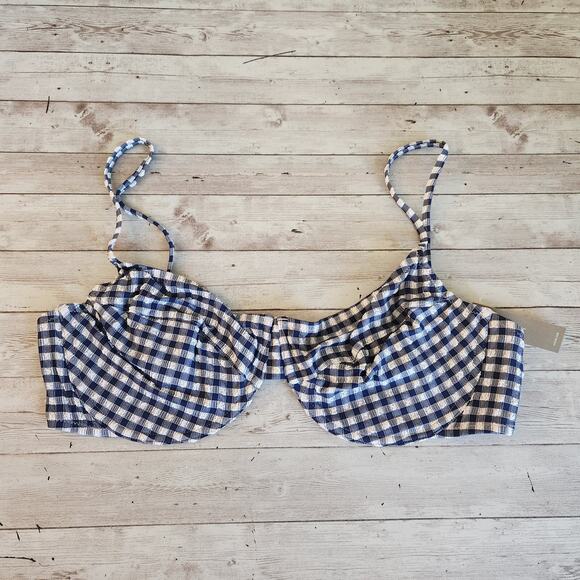 J. Crew 1993 Underwire Bikini Top in Gingham Size 42D NWT - Picture 3 of 8